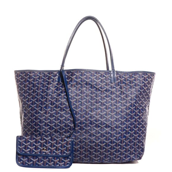 Authentic Goyard Saint Louis GM Blue St Louis Shoulder Tote Bag